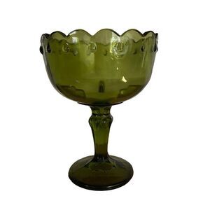 Indiana Glass Scallop Medium Compote Pedestal Bowl Teardrop Accent Details